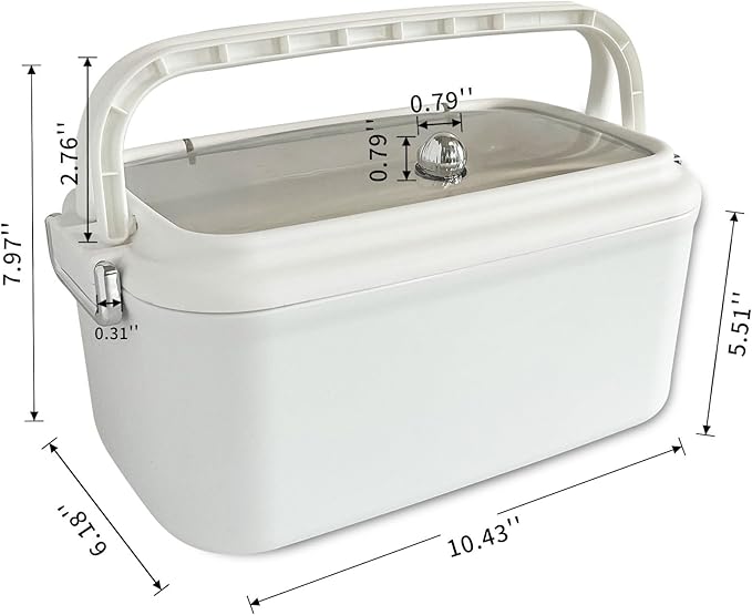 Large Pen Organizer with Lid, White Desk Accessories Storage Box for Home Office Organization, Plastic Crafts Case with Handle for Marker, Pencils, Stationery, Greeting Cards, Envelopes