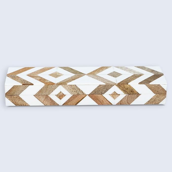 Handicrafts Home Handmade Decorative Storage Box with Lid - Jewelry Organizer, Keepsake Holder & Gift Box, Decor, Marquet Array Pattern Made with Resin Inlay & Wood,cajas organizadoras –10X2.5X1.5 In