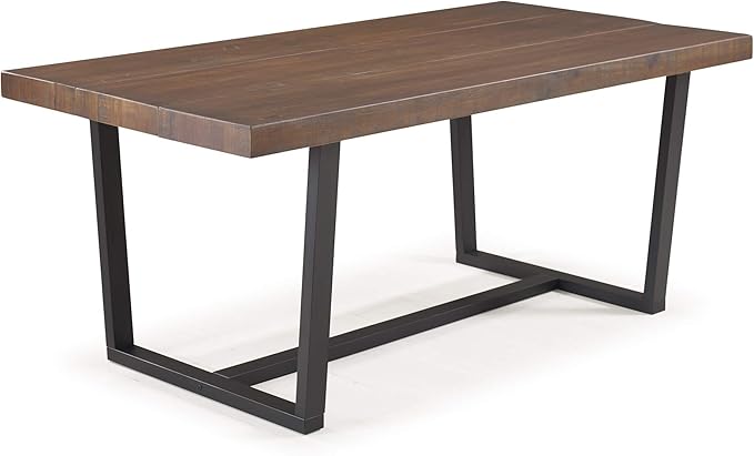 Walker Edison Durango Distressed Solid Wood Dining Table, 72 Inch, Mahogany
