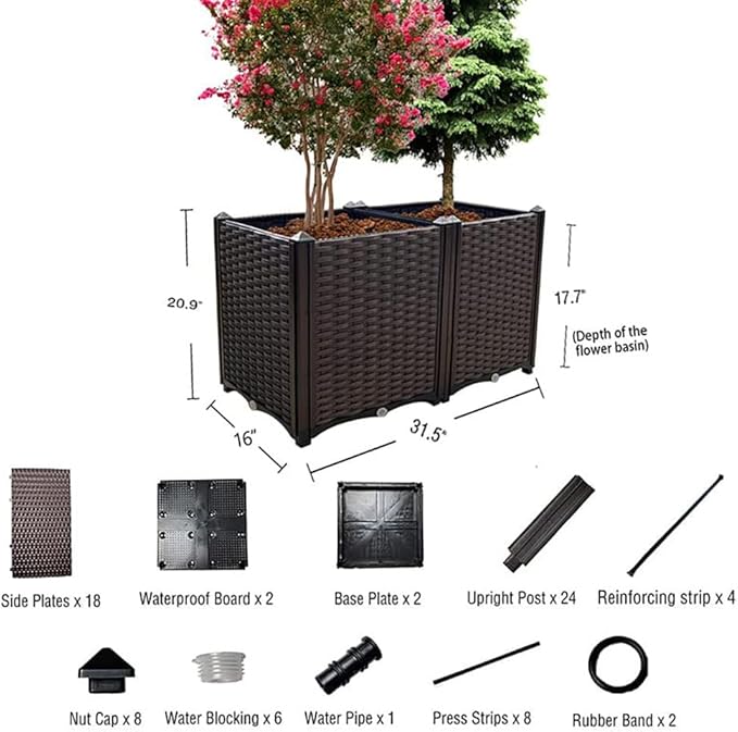 Raised Garden Bed Large Planters for Outdoor Plants Elevated Rectangular Garden Box Kits for Gardening, Vegetables, Flowers and Herbs in Backyard Patio Balcony