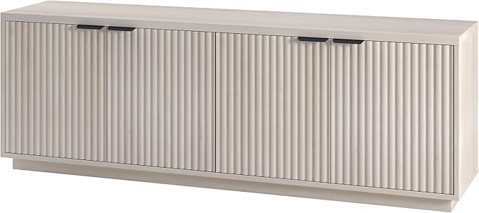 Henn&Hart TV Stand for TVs up to 78'' with 2 Storage Cabinets and Adjustable Shelves for Living Room, Family Room, or Office, Alder White