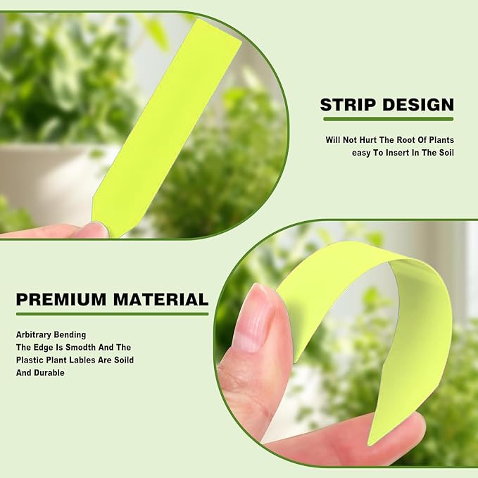 Plant Labels 200 Pcs Yuanling for Seeding Plastic Waterproof Plant Name Tags Garden Labels Marker Garden Pots Stakes for Outdoor Potted Plants Belt Permanent Marking Pen (Yellow)