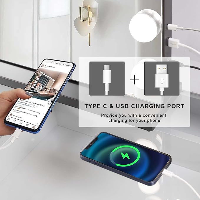 FENCHILIN Vanity Mirror with Lights,Hollywood Lighted Mirror with Dimmer Bulbs, Vanity Makeup Mirror Smart Touch Control (Black)