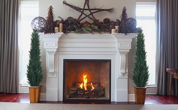 2 Packs 4ft Artificial Cedar Topiary Trees - Fake Boxwood Topiary Cypress Trees Potted Plants, Artificial Plants Shrubs for Home Indoor Outdoor Garden Porch Decor