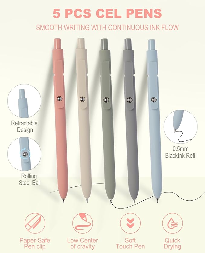 56 PCS Aesthetic School Supplies with Large Pencil Case, 5 Inspirational Ballpoint Pens, 12 Pastel Highlighters, 5 Black Ink Gel Pens, 6 Mechanical Pencils 0.5-0.7mm Student Essentials (Pink)