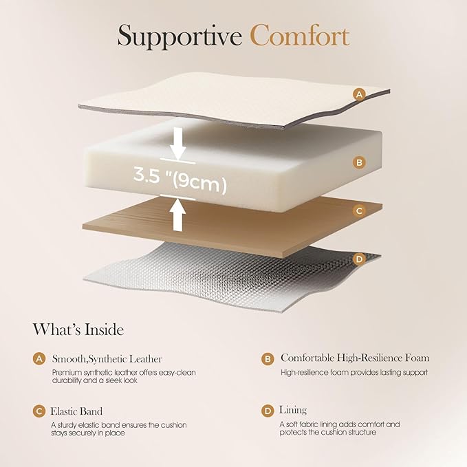 Sophia & William White & Gold Bar Stools, Counter Height Bar Stools with Backs, Modern PU Leather Bar Chairs, 24 Inch