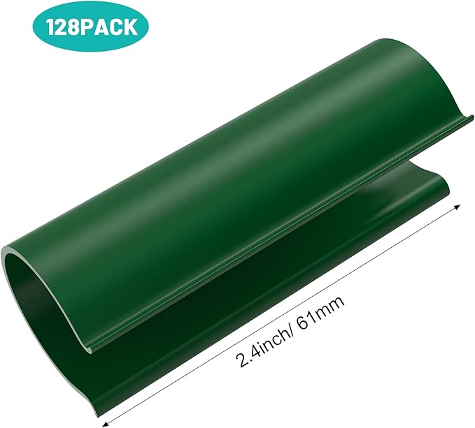 Jetec 128 Pieces PVC Pipe Clips Covers 2.4 Inches Long Greenhouse Clamps for Netting for Greenhouses Garden Shelters Bird Protection(For 1/2 Inch PVC Pipe,Green)