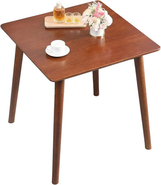 OGMILL 27.6" Small Dining Table Square for 2, Kitchen Dinner Table Rustic Space-Saving Dining Table Mid Century Modern Table with Solid Wood Leg for Small Spaces (Walnut)