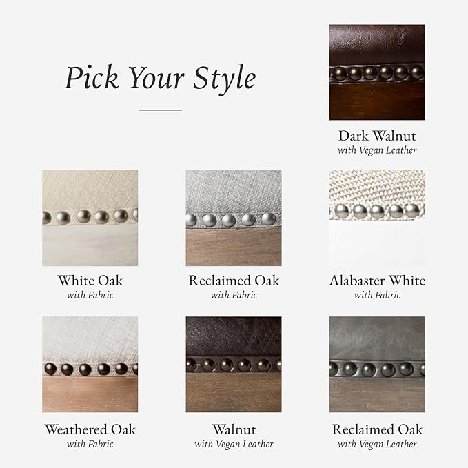 Maven Lane Pullman Counter Stool 26 Inches – Swivel Stool with Footrest – Brown Solid Wood Frame & Brown Faux Leather Upholstery – Perfect for Kitchen Islands & Counters