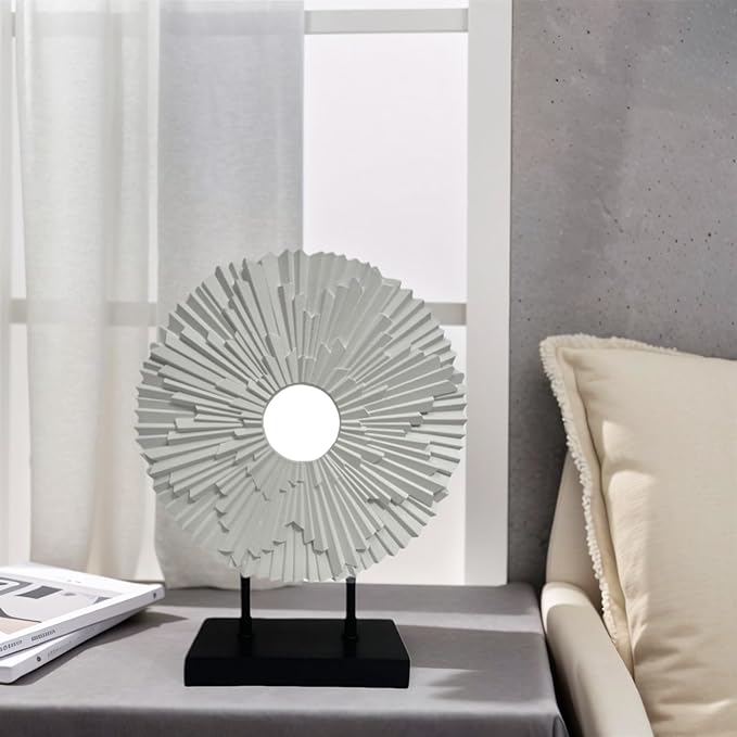 Minimalist Round Statue Above Cabinet Decor Kitchen, Modern Decorative Sculpture Home Decorations for Living Room Coffee Table, Office Decor Items, Center Pieces Decoration (White)