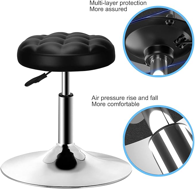 QiCheng&LYS Thick Padded Leather Shop Stool - Height Adjustable Counter & Desk Stool - Black Bread