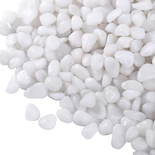 10 LB White Pebbles for Plants, 3/8 inch White Rocks for Vases Landscaping, Small Decorative Stones for Indoor Outdoor, Polished