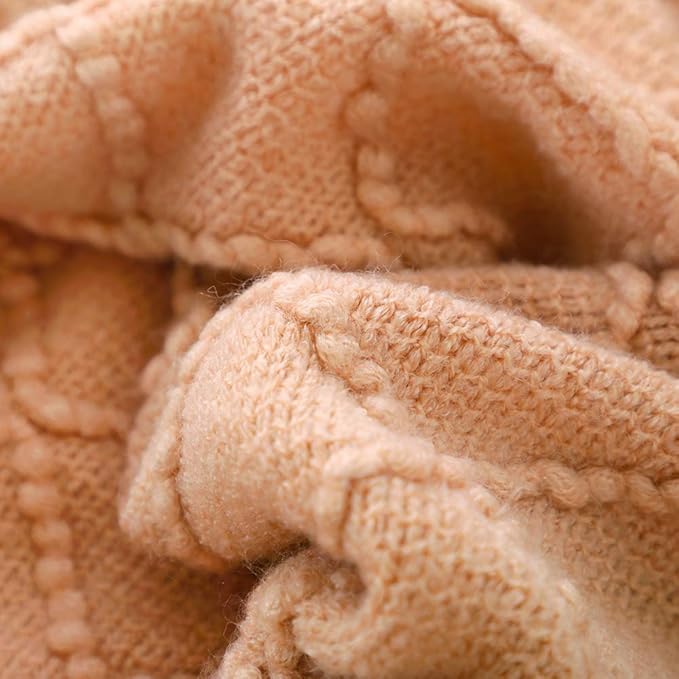 BOURINA Orange Throw Blanket 60x80 Inches Throw Textured Solid Soft Sofa Throw Couch Knitted Decorative Blanket