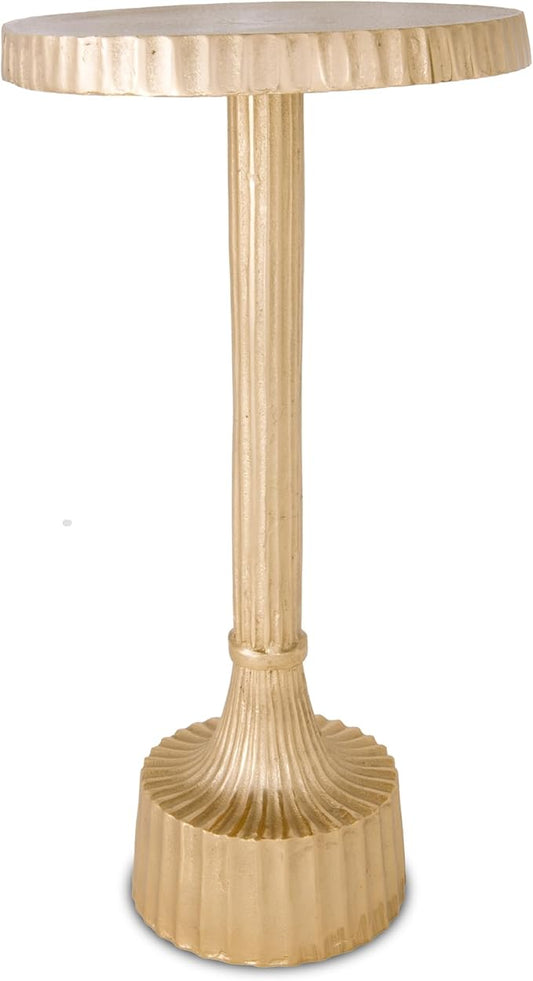 OBJET D'ART Small Round Gold End Tables, Inverness, 22'' Height, Vintage Metal Accent, Side, Pedestal, Coctail and Drink Tables for Living Room and Small Spaces