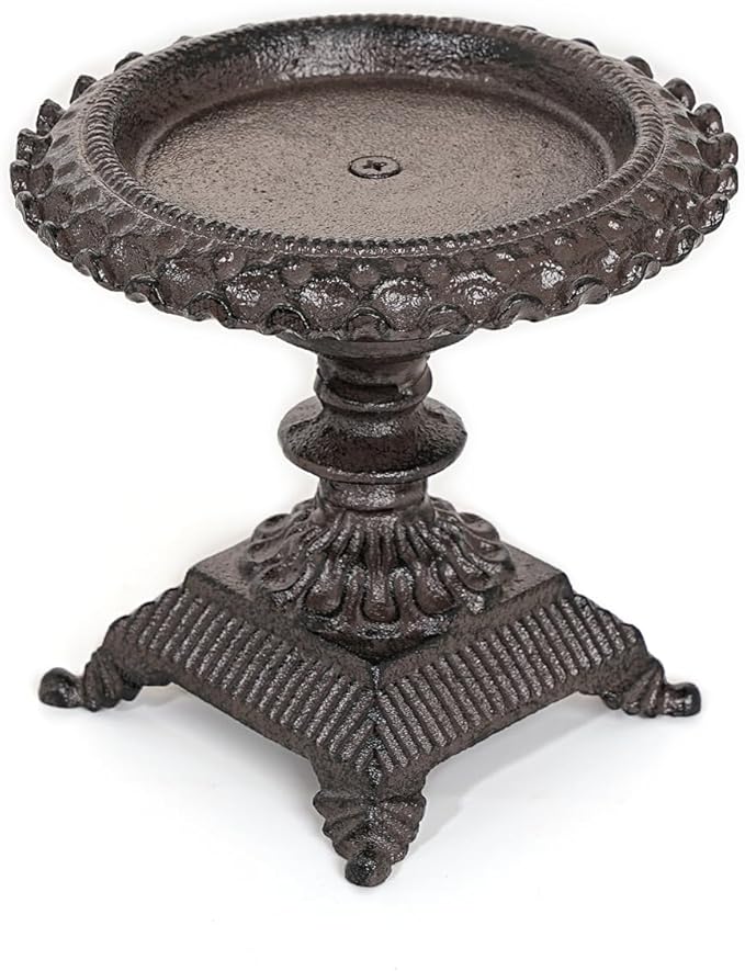 Sungmor Cast Iron Candle Holder - Rustic Style Decorative Pillar Candle Holders, Center Pieces Decoration for Table, Modern Farmhouse French Country Decor, 6.5" Candle Stand Fits Multi-Size Candles