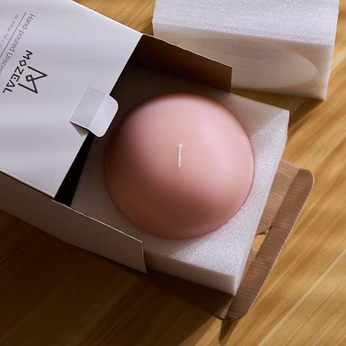 MOZEAL Hand-Poured, 6 Inch Pearl Blush Large Round Ball Candles - Elegant Pearl Blush Round Pillar Candles, Dripless, Unscented, Smokeless, Ideal for Weddings and Elegant Celebrations.