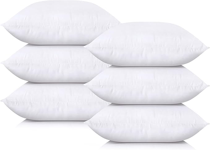 Utopia Bedding Throw Pillows (Set of 6, White), 16 x 16 Inches Pillows for Sofa, Bed and Couch Decorative Stuffer Pillow