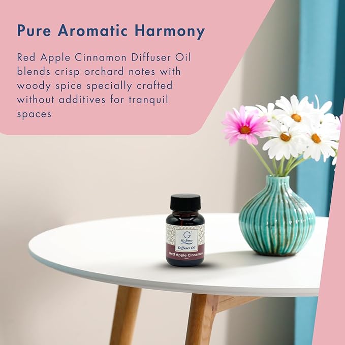 G's Breeze Red Apple Cinnamon Diffuser Oil Refill - Blend of Ripe Apples & Spicy Cinnamon Scent - Transform Any Space with Invigorating Fragrance – Ideal for Home & Office – Long-Lasting Aroma - 60 ML