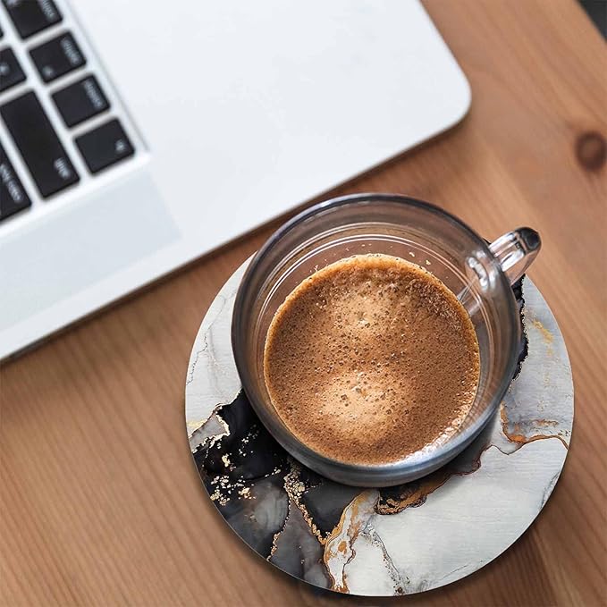 Alcohol Ink Painting Black Coaster Luxury Marble Liquid Global Texture Tabletop Protection for Any Table Type Wood, Granite, Glass, Soapstone, Sandstone, Marble, Stone Tables