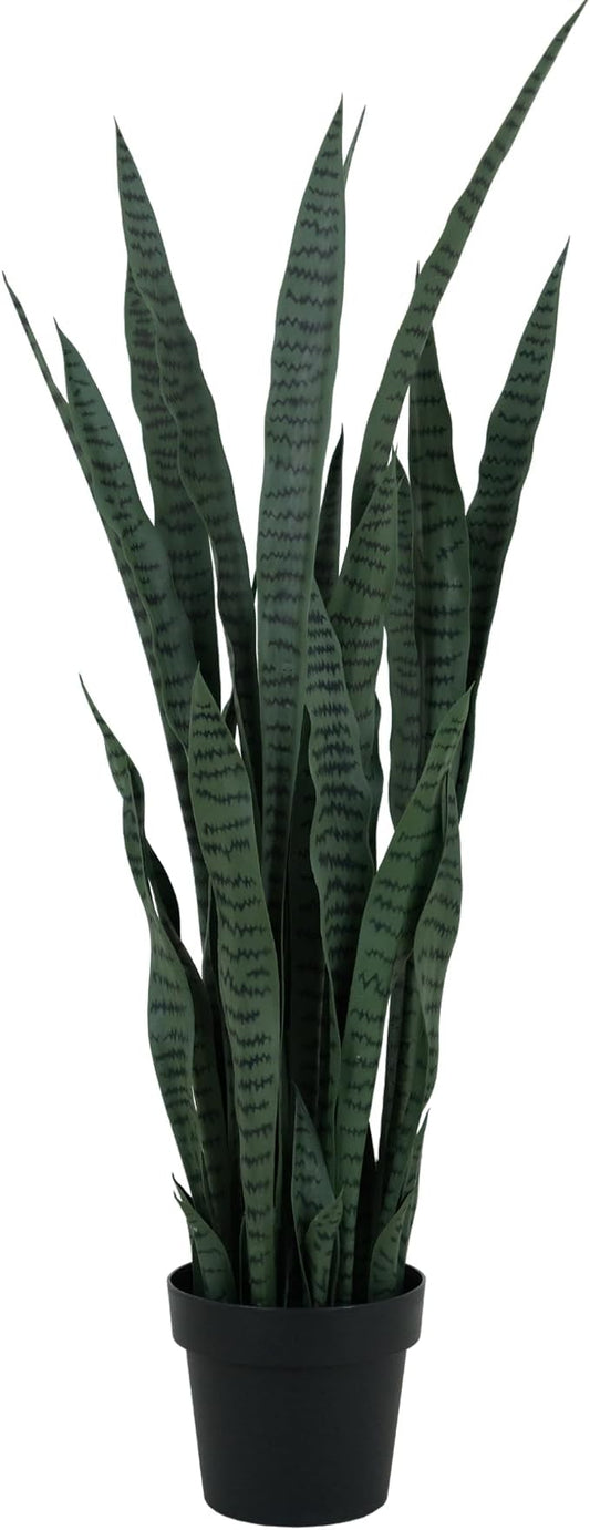 4ft Artificial Snake Plant, Fake Sansevieria snke Indoor, 36 Thick PE Leaves Lifelike Faux Snake Plants, Home Living Room Decor,Greenery for Office Decor,Grayish Green