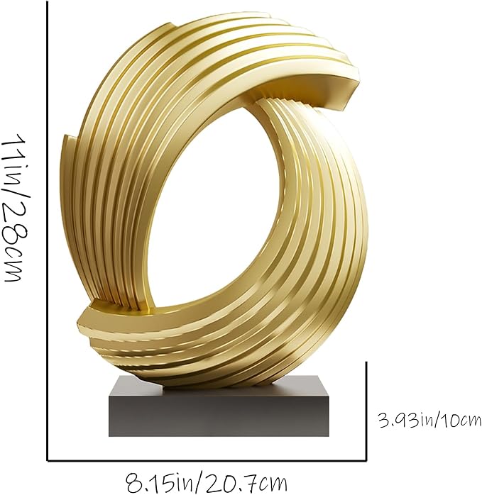 Golden Wave Resin Origami Statue Modern Abstract Home Decoration Emphasizes Abstract Office Desk Carving Table Family Bedroom Living Room Garden Office Golden Stripe Decoration (B)