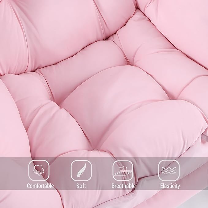 Welnow Lazy Chair for Living Room, Modern Reading Lounge Accent Chair with Armrests and a Side Pocket, Leisure Upholstered Lazy Sofa for Small Space, Bedroom, Dorm, Pink