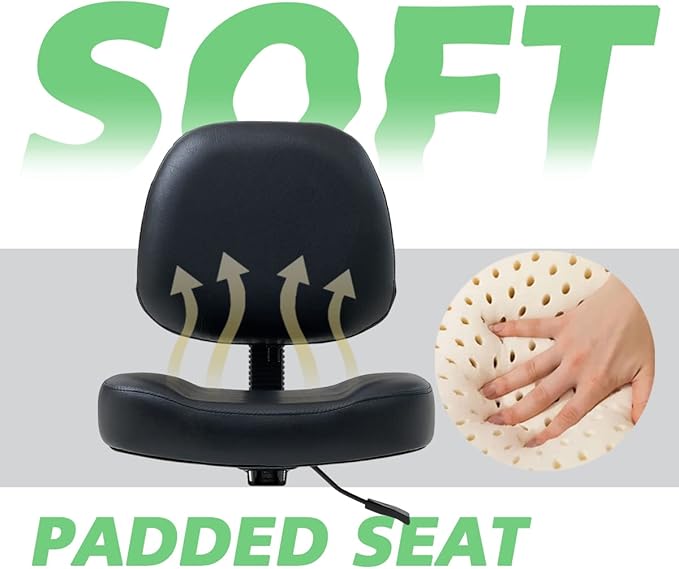 Vanity Rolling Chair Esthetician Shop Stool with Wheels,Ergonomic Lash Armless Office Chair, Desk Chair for Makeup Bedroom Classroom (Black)