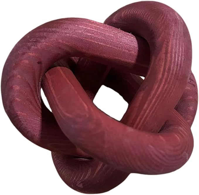 Wood Knot Decor -Coffee Table Decor Shelf Decor Table Books Hand Carved Home Decoration Boho Country Rustic Modern Shabby Chic Style 3 Link Wooden Knot Chain Link Decor (Burgundy)