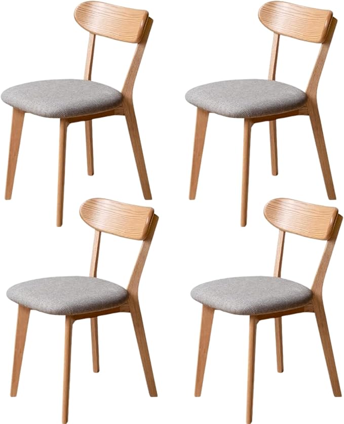 100% Solid Oak Wood Dining Chairs,Mid Century Modern Dining Chairs with Upholstered Cushion,Kitchen,Dining Room Chairs Set of 4 (4, Original Color Grey Upholstery)