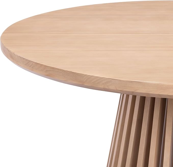 Plank+Beam Lido Round Dining Table, 38", Wooden, Pedestal, Minimalist Kitchen Table for 4 for Dining Room, Blonde