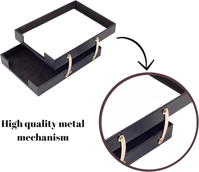 MOOGCO Bonded Set Luxury Leather Desk Pad & Desk Organization Essentials Desk Organizer Leather Desk Organizer (Black)