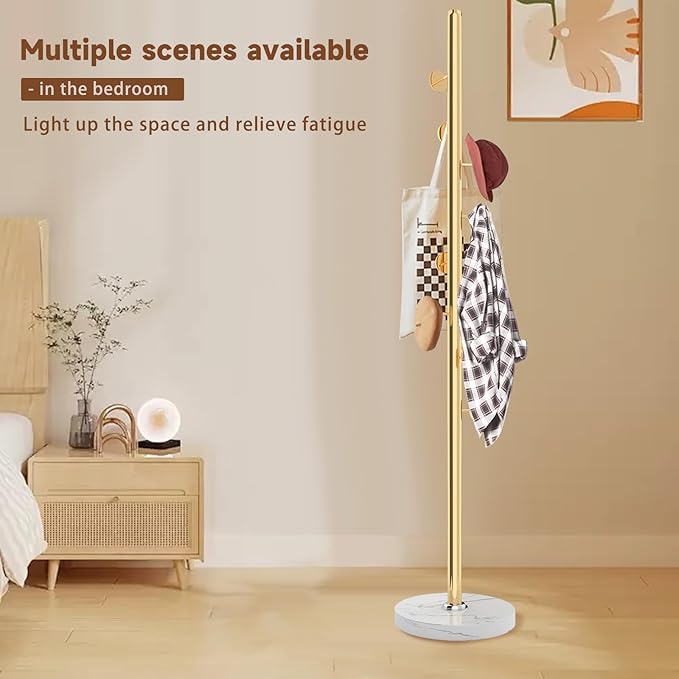 Metal Coat Rack Freestanding, Sturdy Coat Rack Stand with Natural Marble Base, Modern Golden Coat Racks Tree Hats Hanger Holder Stand for Entryway, Hallway, Bedroom