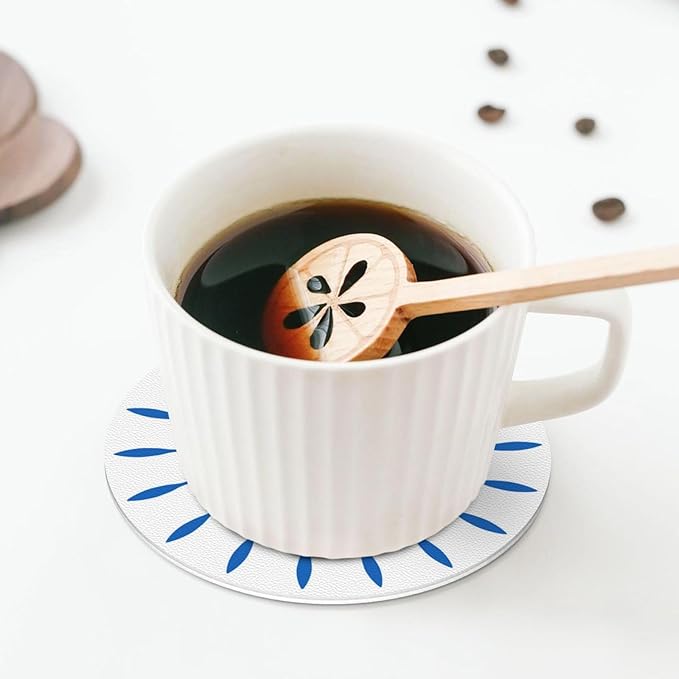 Greek Evil Eye Devil Eyes Coasters Set of 6 Coasters for Drinks Absorbent Double-Sided Leather PVC Coaster for Tabletop Protection Coffee Table Decor Ideal for Home Decor House Warming Gifts