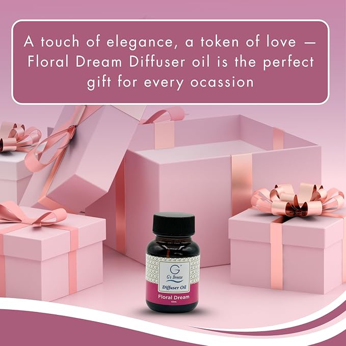 G's Breeze Floral Dream Diffuser Oil Refill - Luxurious Rose, Lily & Jasmine Blend for Long Lasting Floral Freshness – Ideal Scent for Home & Office – Create an Uplifting Atmosphere - 60 ML