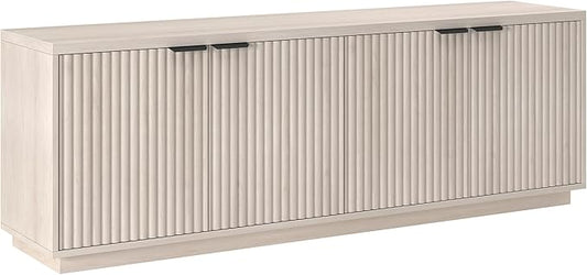 Henn&Hart TV Stand for TVs up to 78'' with 2 Storage Cabinets and Adjustable Shelves for Living Room, Family Room, or Office, Alder White