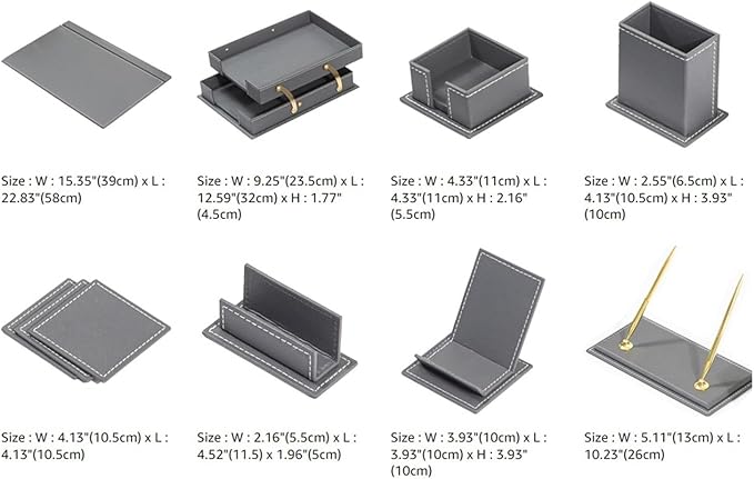 Bonded Set Luxury Leather Desk Pad & Desk Organization Essentials Desk Organizer Leather Desk Organizers