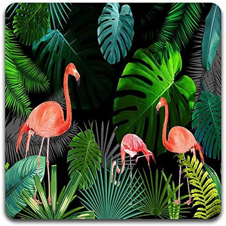 Beautiful Flamingo Square Coaster Set - Made of Recycled Rubber - Set of 4