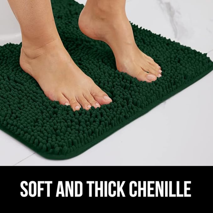 GORILLA GRIP Bath Rug Mat 36x24, Thick Soft Absorbent Chenille, Quick Dry Microfiber Mats, Rubber Backing Washable Shower Floor Rugs, Bathmat Runner, US Designed Bathroom Home Decor Accessories Hunter