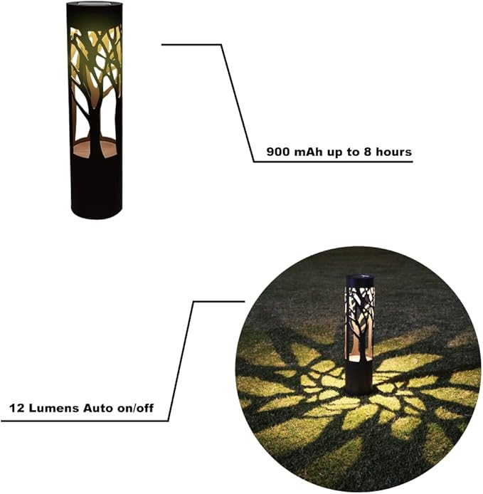 4Pack Solar Pathway Lights Outdoor, Landscape Lighting Dust to Dawn Solar Lights for Garden Decor, Metal Path Lights Solar Powered for Yard Lawn Patio Walkway Warm Yellow