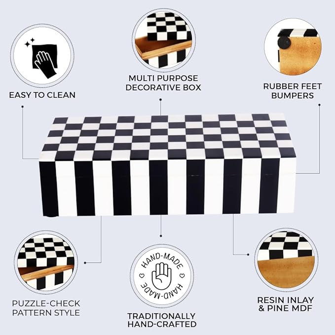 Handicrafts Home Handmade Puzzle Collection Decorative Jewelry Box Organizer – Keepsakes, Trinkets, and Home Decor – Antique Coffee Table Storage, Memory Box, Farmhouse Style Decor Check, 10x6x2.5