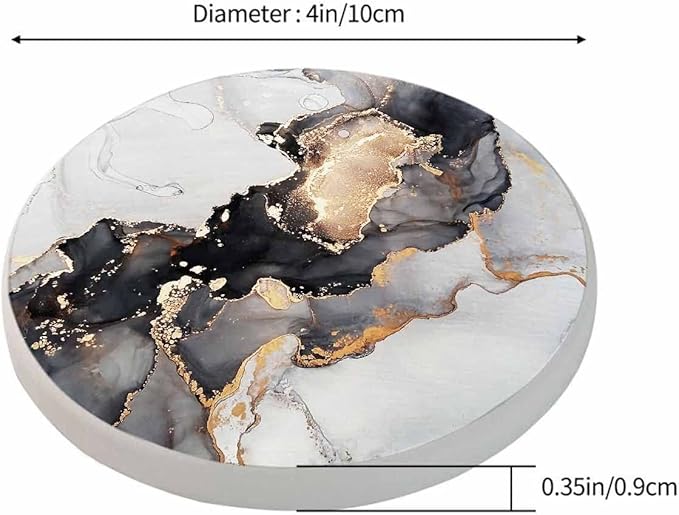 Alcohol Ink Painting Black Coaster Luxury Marble Liquid Global Texture Tabletop Protection for Any Table Type Wood, Granite, Glass, Soapstone, Sandstone, Marble, Stone Tables