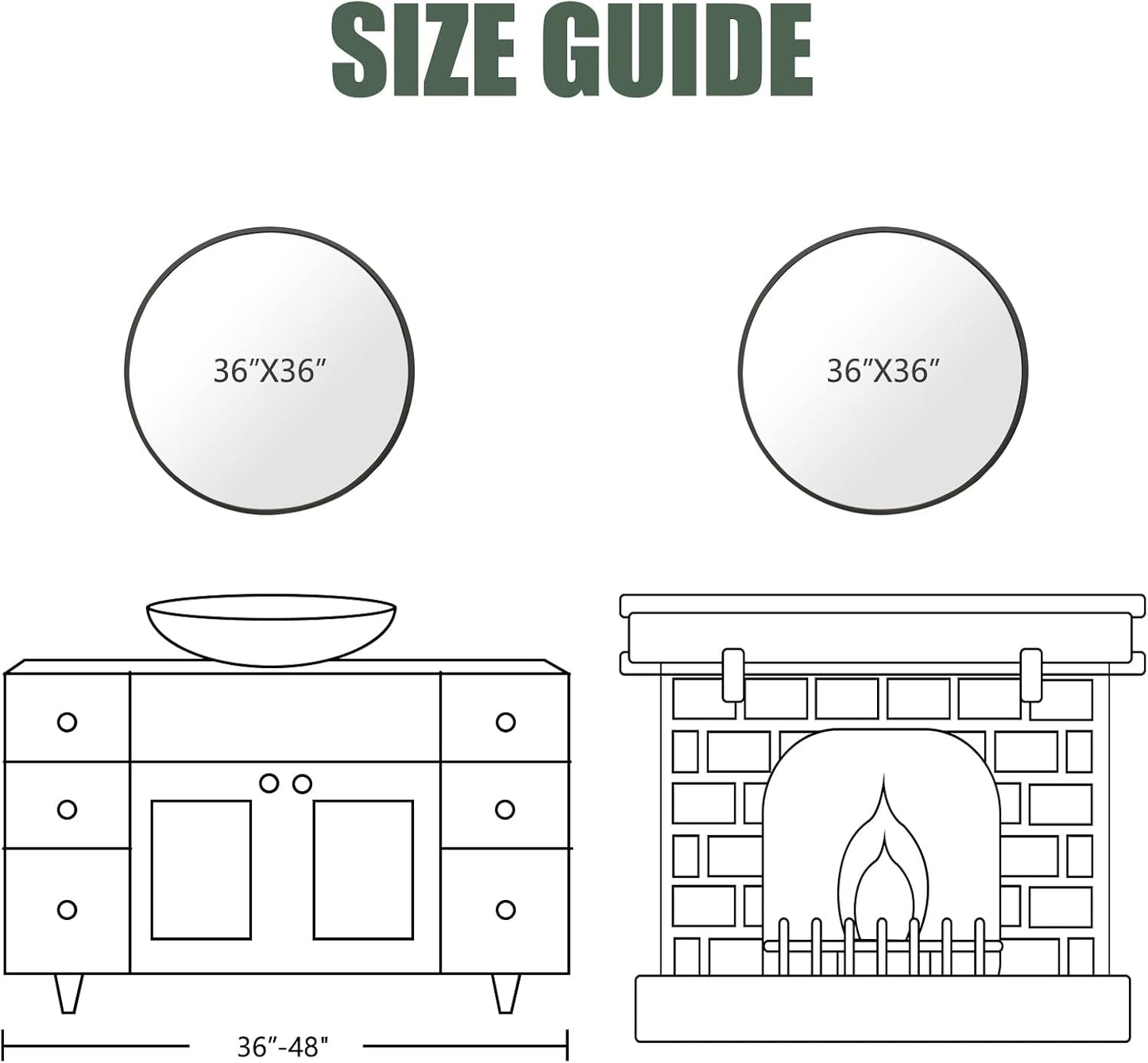 BEAUTYPEAK Circle Mirror Black 36 Inch Wall Mounted Round Mirror with Brushed Metal Frame for Bathroom, Vanity, Living Room, Bedroom, Entryway Wall Decor (Black, 36 Inches)