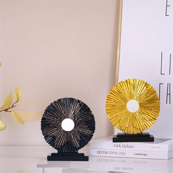 Minimalist Round Sculpture Decorative Objects Above Cabinet Decor Kitchen Modern Home Decor Items for Living Room Tv Stand, Center Pieces, Shelf, Coffee Table Decorations Accents (Gold)