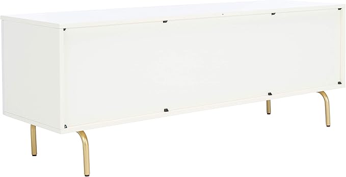 SAFAVIEH Genevieve TV Stand for up to 65" Flatscreen – Cream & White Washed Finish, Mid-Century Modern Storage Cabinet, Entertainment Media Console (MED5000D)
