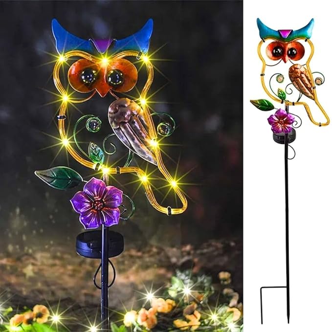 Owl Decorative Solar Light Garden Decor Landscape Path Lights for Outside Yard Patio 41.5" Waterproof Pathway Lawn Art Outdoor Figurine Light Solar Powered Garden Stakes Birthday Present Gift