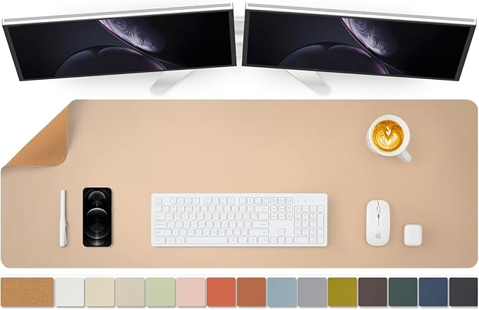 Large Cork Desk Mat - 47.2"x 17" Desk Pad for Office and Home - Ideal for Large Mouse Pad and Desk Mats on Top of Desks(Apricot)