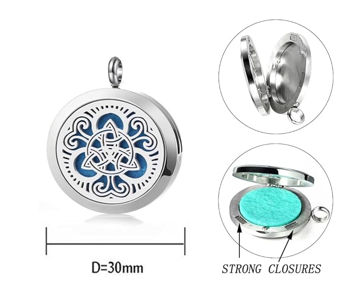 Aromatherapy Essential Oil Diffuser Necklace Stainless Steel lnspirational Locket Pendant（Heart）