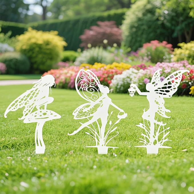 Garden Decoration Fairy Metal Flower Fairy 3-Piece Set Suitable for Yard, Flower Pot, Lawn, Flower Bed Decoration Gifts