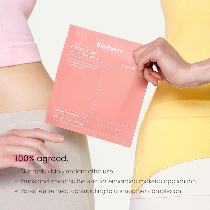 BIODANCE Bio-Collagen Real Deep Mask, Hydrating Overnight Hydrogel Mask, Pore Minimizing, Elasticity Improvement, Korean Skincare | 1.19oz(34g) x 16ea