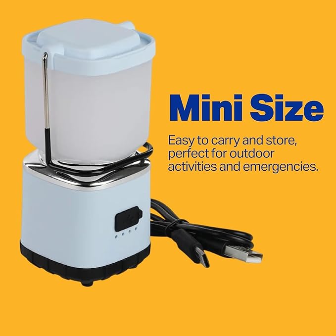 LUXPRO LP189 Mini Lantern - USB-C Rechargeable Camping Light - with 4 Color Modes - Dimmable LED Portable Lantern for Hiking & Emergency - Handy Compact Design (Blue, 3-Pack)